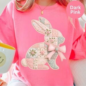 NEW Parchwork Easter Bunny Graphic Sweatshirt Sweater S-5X Oversized